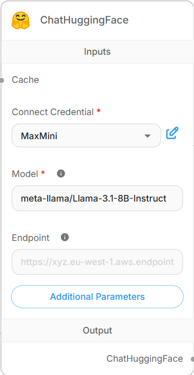 Screenshot of a Hugging Face Chatmodel node