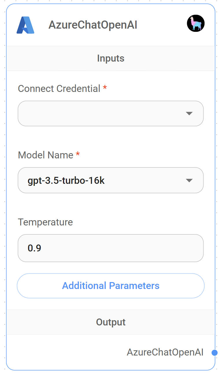 <p>AzureChatOpenAI Node</p>